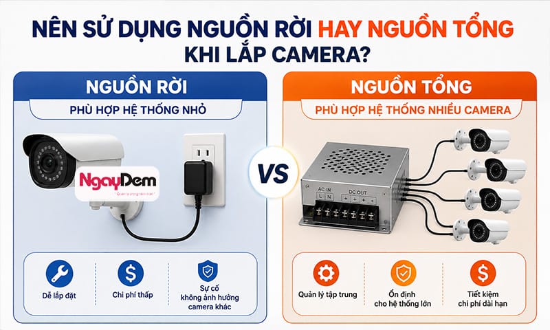 Lựa chọn nguồn điện phù hợp với nhu cầu sử dụng camera Lắp camera có tốn điện không