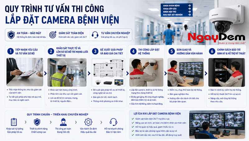 Quy trình tư vấn thi công lắp đặt camera bệnh viện Quy trình tư vấn thi công lắp đặt camera bệnh viện