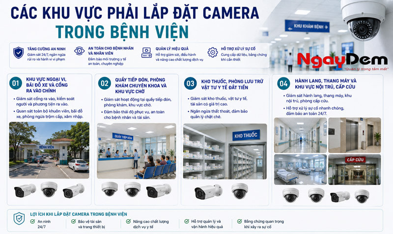 Các khu vực phải lắp đặt camera trong bệnh viện Các khu vực phải lắp đặt camera trong bệnh viện