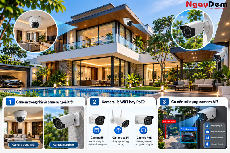 Tư vấn lắp đặt camera cho Biệt Thự giá ưu đãi trọn gói Tư vấn lắp đặt camera cho Biệt Thự giá ưu đãi trọn gói