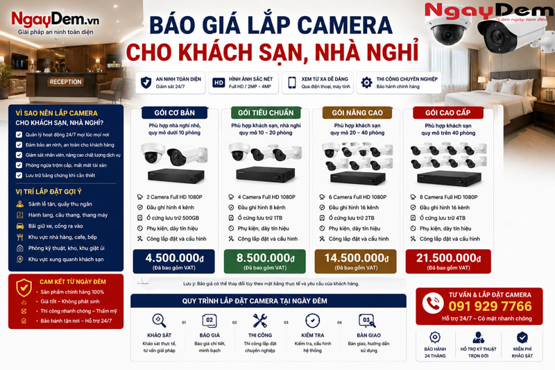 Báo giá lắp Camera cho khách sạn, nhà nghỉ