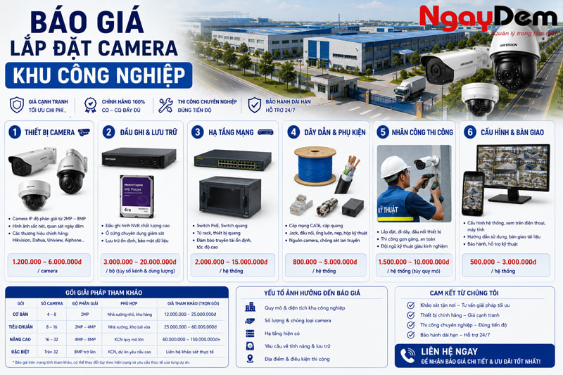 Báo giá lắp đặt camera khu công nghiệp Báo giá lắp đặt camera khu công nghiệp