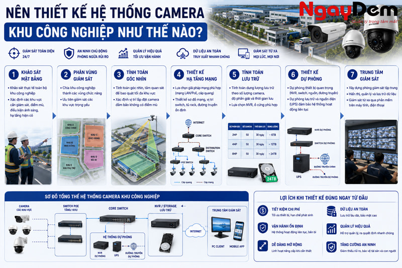 Nên thiết kế hệ thống camera khu công nghiệp như thế nào? Nên thiết kế hệ thống camera khu công nghiệp như thế nào?