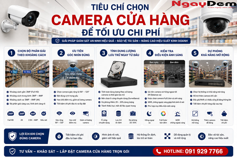 Lắp đặt Camera cửa hàng kinh doanh – Tư vấn trọn gói, tối ưu chi phí