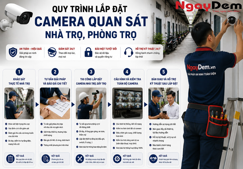 Quy trình lắp đặt camera quan sát nhà trọ, phòng trọ