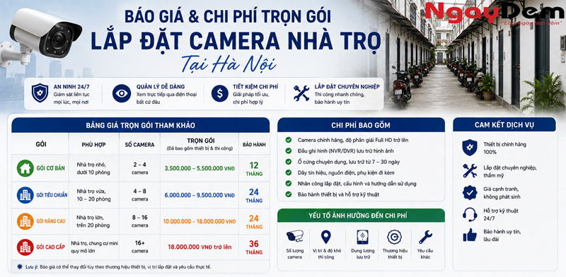 Báo giá và chi phí trọn gói lắp đặt camera nhà trọ