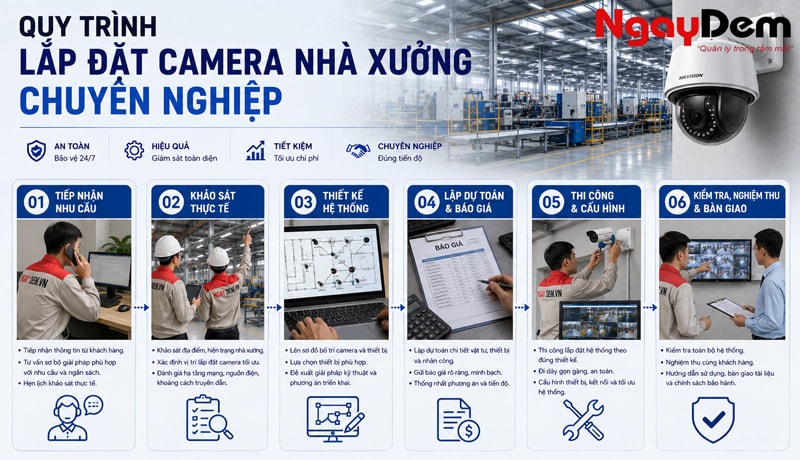 Quy trình lắp đặt camera nhà xưởng chuyên nghiệp