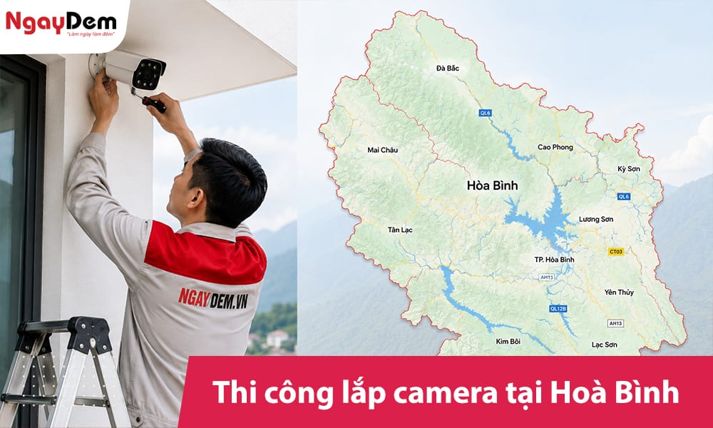 Lắp đặt camera tại Hòa Bình |Kỹ thuật có mặt ngay| Giá tốt