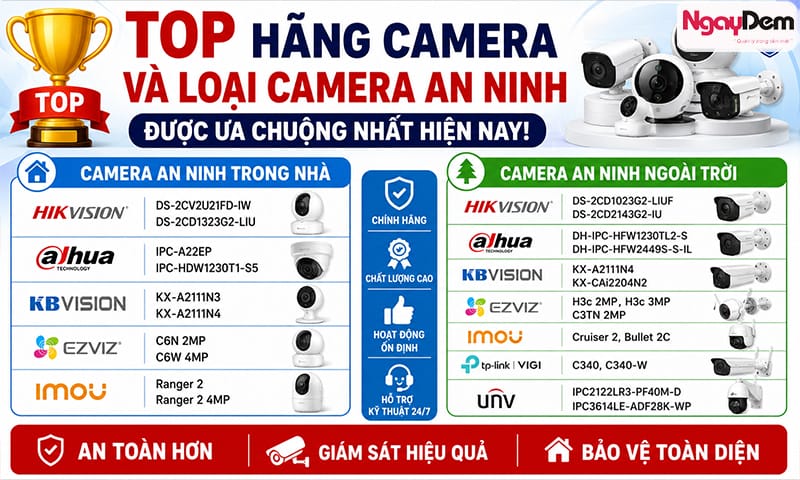 Một số hãng camera và mã sản phẩm được ưa chuộng hiện nay nên lắp camera an ninh loại nào