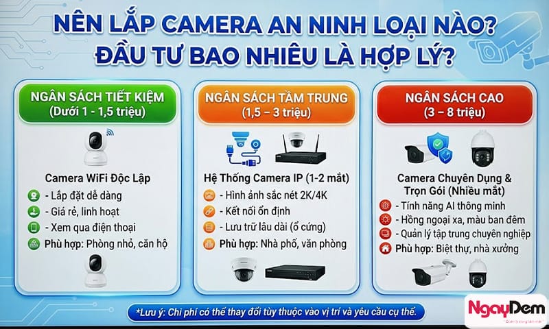 Ngân sách cho camera an ninh đáng để bạn cân nhắc nên lắp camera an ninh loại nào