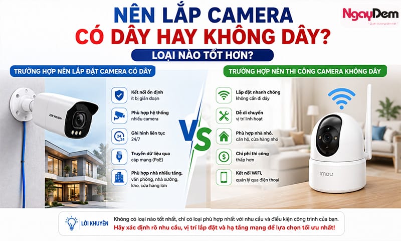 nên lắp camera có dây hay không dây