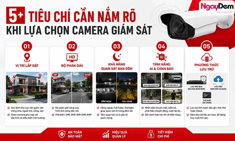 Các tiêu chí cần nắm rõ khi chọn mua camera giám sát cho gia đình, khu vực kinh doanh, sản xuất Nên lắp camera giám sát loại nào