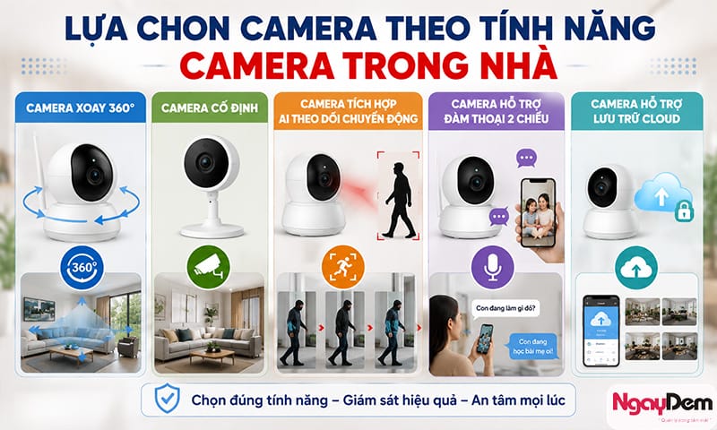 Theo tính năng thì nên lắp camera trong nhà loại nào Nên lắp camera trong nhà loại nào