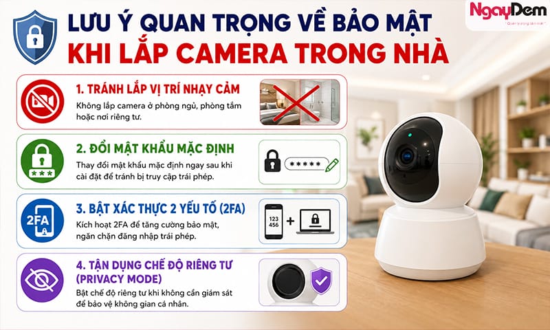 Bảo mật khi lắp đặt camera gia đình cần nắm rõ Nên lắp camera trong nhà loại nào