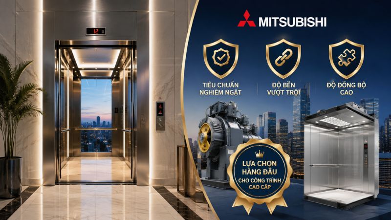 Thang máy Mitsubishi - Tổng quan thương hiệu & Lưu ý bảo trì định kỳ đúng chuẩn