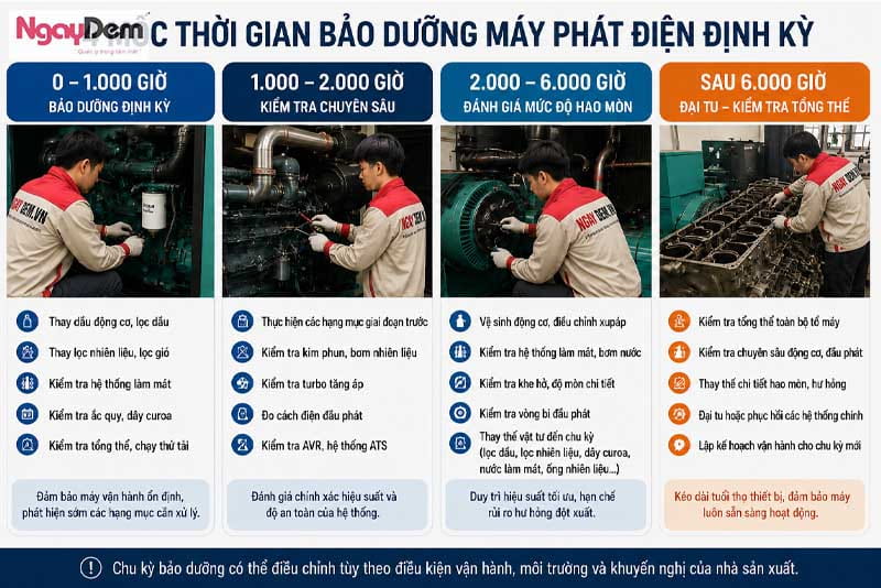 Thời gian bảo dưỡng máy phát điện | Lịch định kỳ phải nhớ