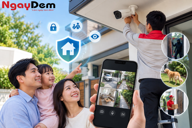 Thi công lắp đặt Camera Gia Đình Thi công lắp đặt Camera Gia Đình
