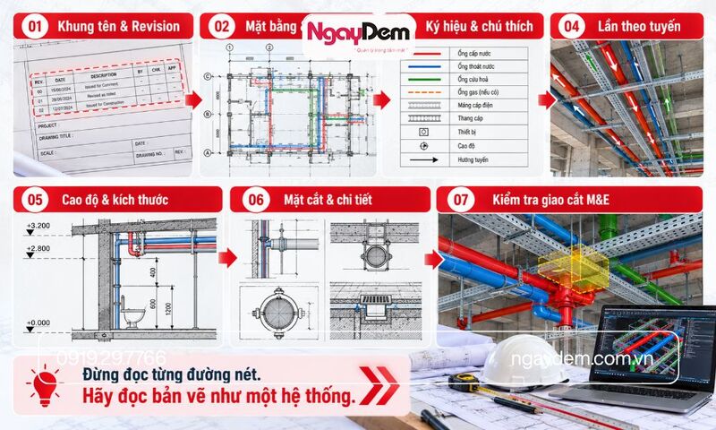 cách đọc bản vẽ thi công điện nước