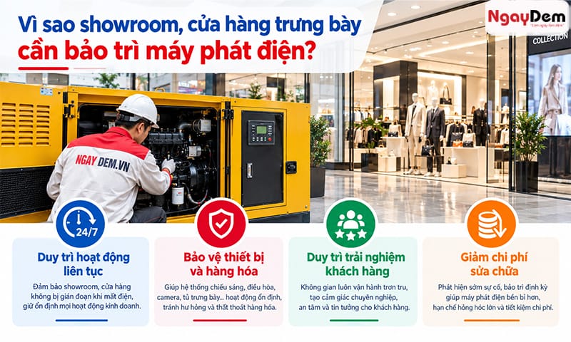 Lý do cần phải bảo dưỡng máy phát điện showroom định kỳ Bảo dưỡng máy phát điện cho showroom, cửa hàng trưng bày chuyên sâu