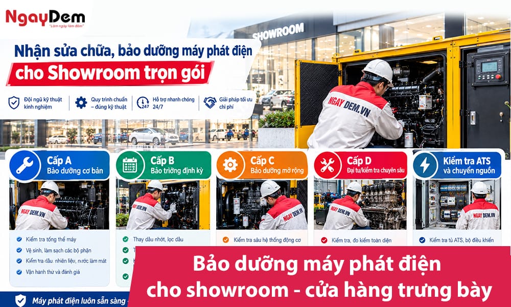 Bảo dưỡng máy phát điện cho showroom, cửa hàng trưng bày chuyên sâu