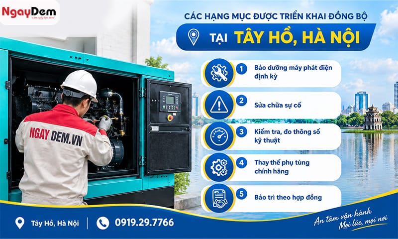 Các hạng mục bảo dưỡng máy phát điện Tây Hồ cần quan tâm Sửa chữa bảo dưỡng máy phát điện tại Tây Hồ | Kỹ thuật chuyên nghiệp