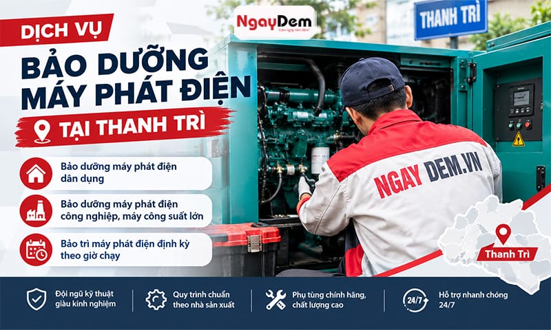 Bảo dưỡng máy phát điện tại Thanh trì chuyên sâu tại Cơ điện Ngày Đêm Bảo dưỡng máy phát điện tại Thanh Trì | Nhận máy dân dụng, công nghiệp