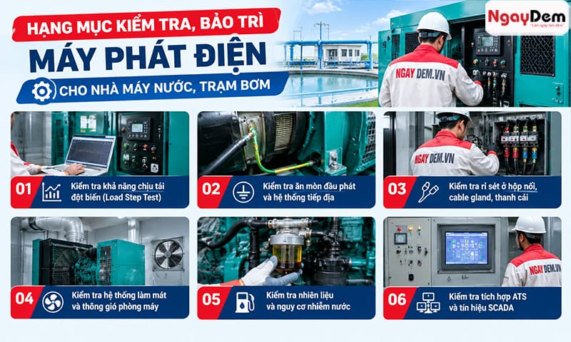 Bảo trì máy phát điện cho nhà máy nước| xử lý nước thải| trạm bơm
