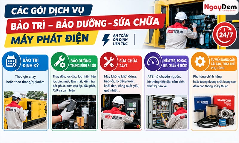 Gói dịch vụ sửa chữa bảo dưỡng bảo trì máy phát điện tại Ba Đình bảo trì máy phát điện tại ba đình