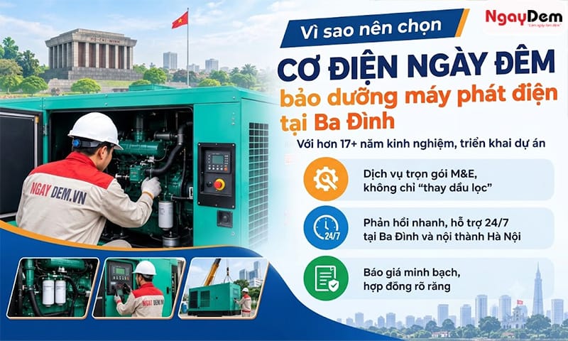 Lý do nên chọn Cơ Điện Ngày Đêm bảo trì bảo dưỡng máy phát điện tại Ba Đình bảo trì máy phát điện tại ba đình