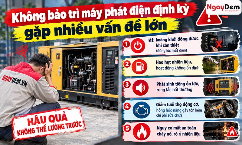 Những vấn đề thườn gặp khi không bảo trì máy phát điện tại Hà Đông định kỳ bảo trì máy phát điện tại hà đông