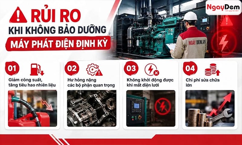 Không bảo dưỡng bảo trì máy phát điện tại Hai Bà Trưng định kỳ gây hỏng hóc bảo trì máy phát điện tại Hai Bà Trưng
