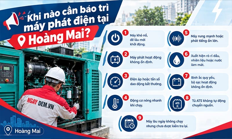 Các biểu hiện của máy thường gặp cần phải bảo dưỡng máy điện Bảo trì máy phát điện tại Hoàng Mai
