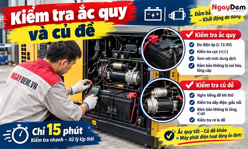 Kiểm tra ắc quy và củ đề và cách sửa chữa Cách sửa máy phát điện không nổ: chẩn đoán lỗi trong 15 phút