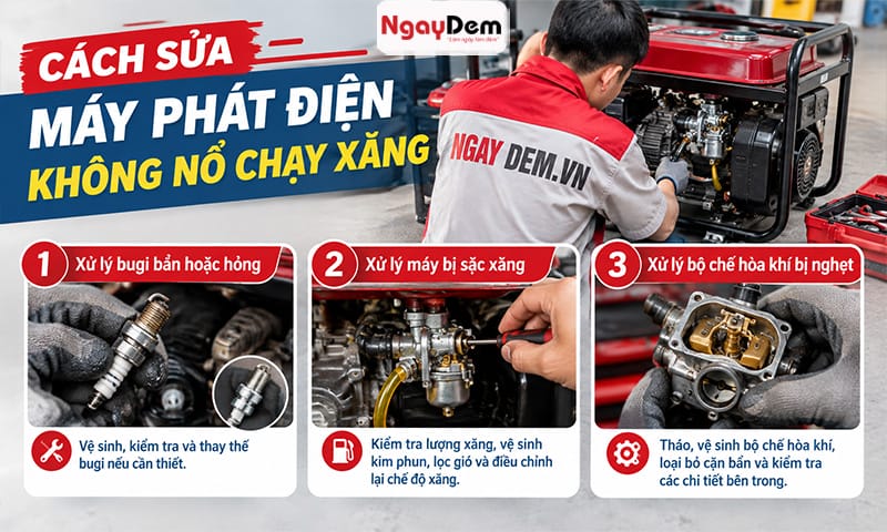 Máy phát điện chạy bằng xăng không nổ Cách sửa máy phát điện không nổ: chẩn đoán lỗi trong 15 phút