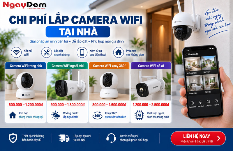 Chi phí lắp camera tại nhà trọn gói Chi phí lắp camera tại nhà trọn gói