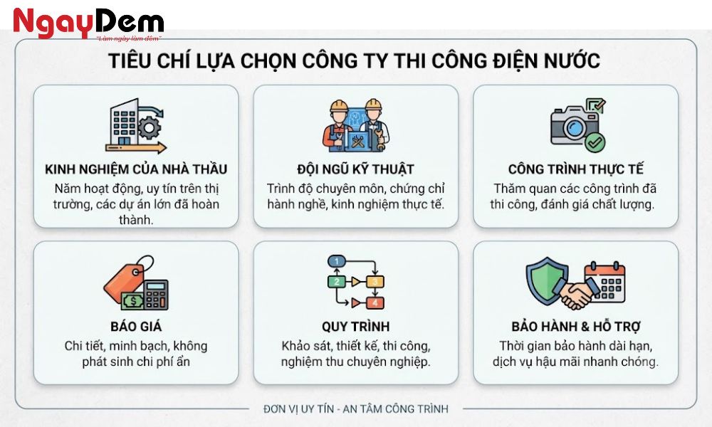 Tiêu chí lựa chọn công ty thi công điện nước uy tín