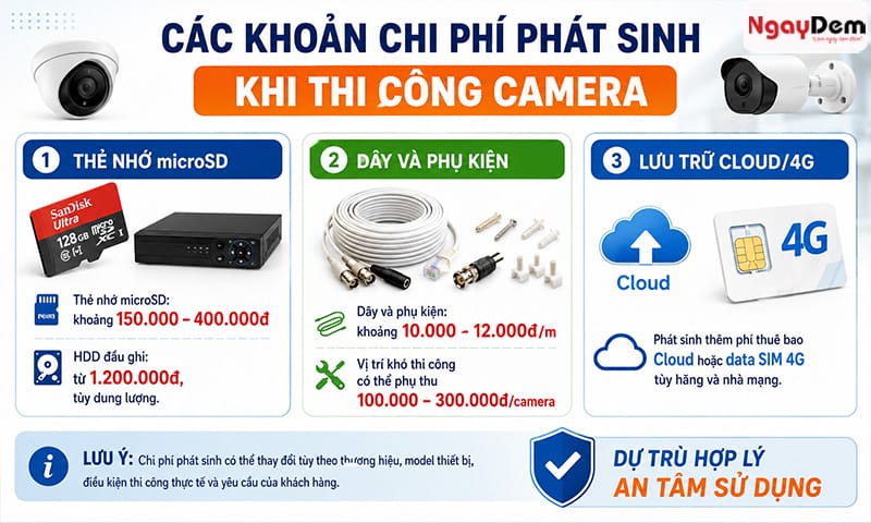 Các khoản chi phí khác khi lắp đặt camera gia đình Lắp camera gia đình giá bao nhiêu