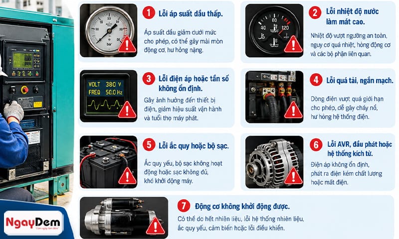 Tìm hiểu về máy phát điện báo lỗi là gì? Máy phát điện báo lỗi, chập chờn, không ra điện: Cách xử lý