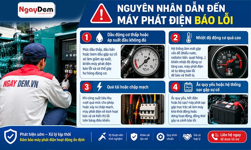 Máy phát điện báo lỗi do các nguyên nhân nào? Máy phát điện báo lỗi, chập chờn, không ra điện: Cách xử lý