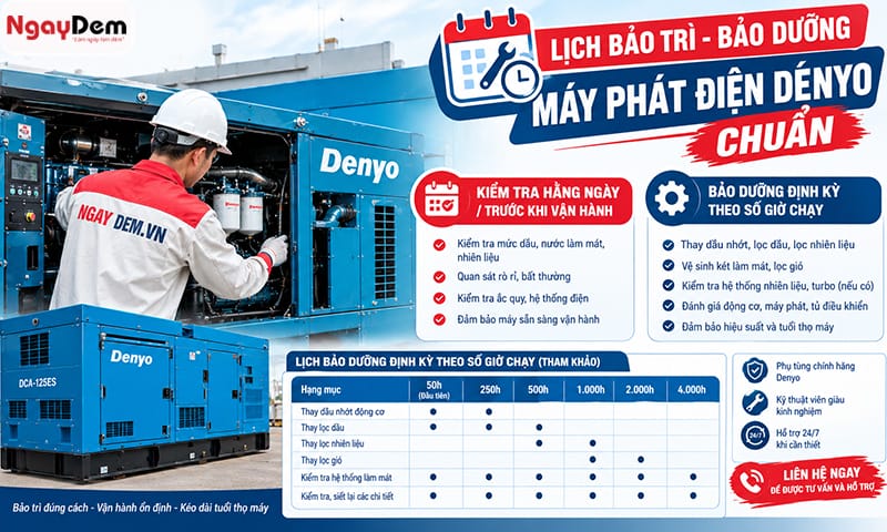 Dịch vụ sửa chữa - bảo dưỡng máy phát điện Denyo định kỳ
