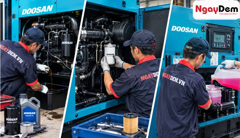 Cơ điện Ngày Đêm sửa chữa bảo trì máy phát điện Doosan cho mọi công suất Sửa chữa bảo dưỡng máy phát điện Doosan xử lý kịp thời