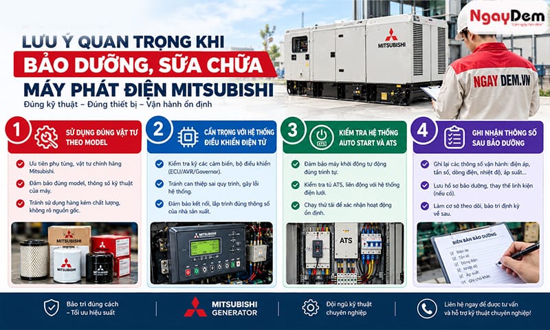 Sửa chữa - bảo dưỡng máy phát điện Mitsubishi chuyên nghiệp
