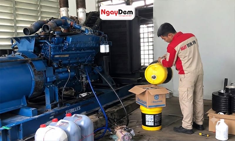 Thay lọc dầu, hệ thống bôi trơn cho máy phát điện Sửa chữa - bảo trì máy phát điện Baudouin chuyên nghiệp