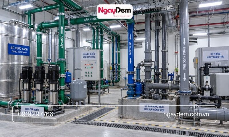 thi công điện nước trung tâm y tế