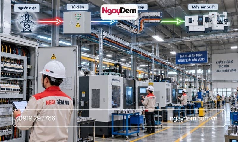 thi công điện nước cho nhà máy