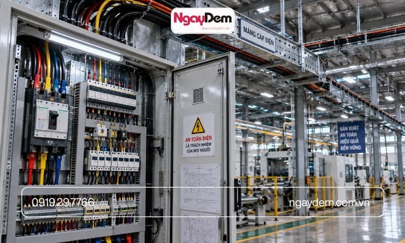 thi công điện nước nhà máy