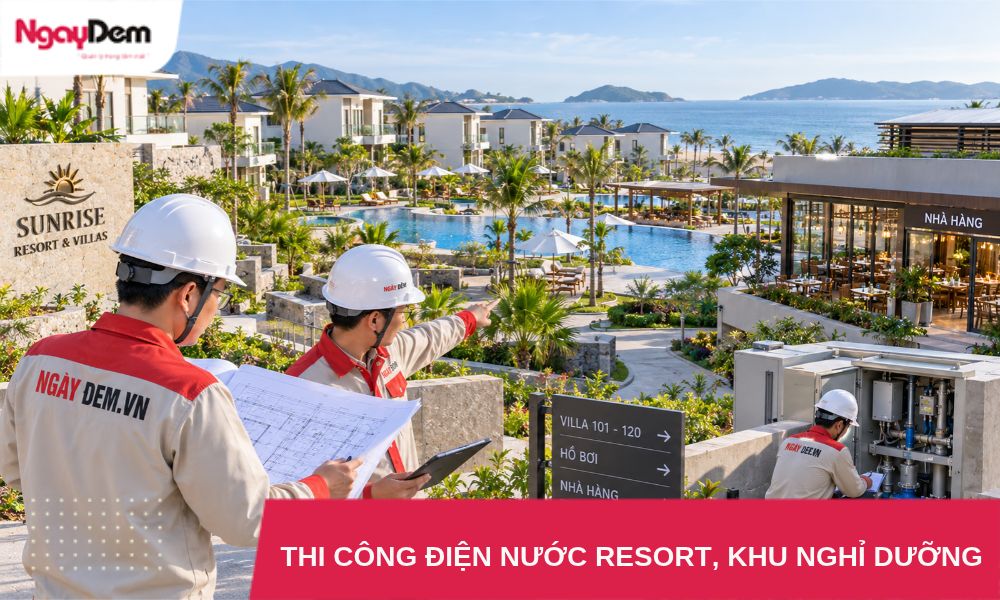 thi công điện nước cho resort, villa, homestay, khu nghỉ dưỡng