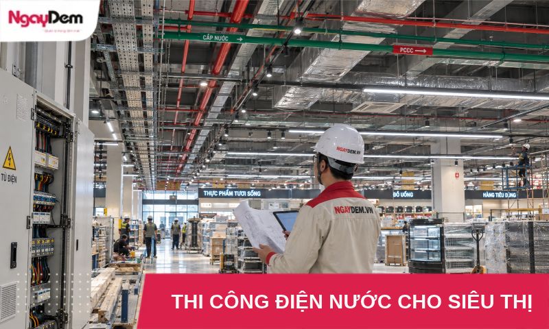 thi cong dien nuoc cho sieu thi