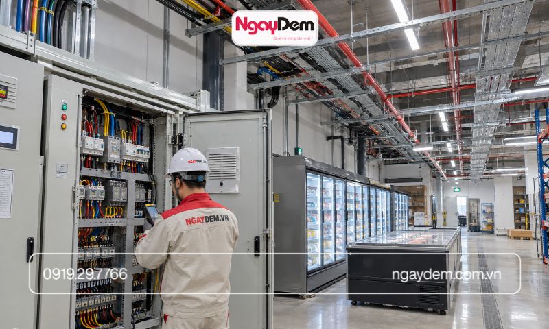 thi công điên nước siêu thị