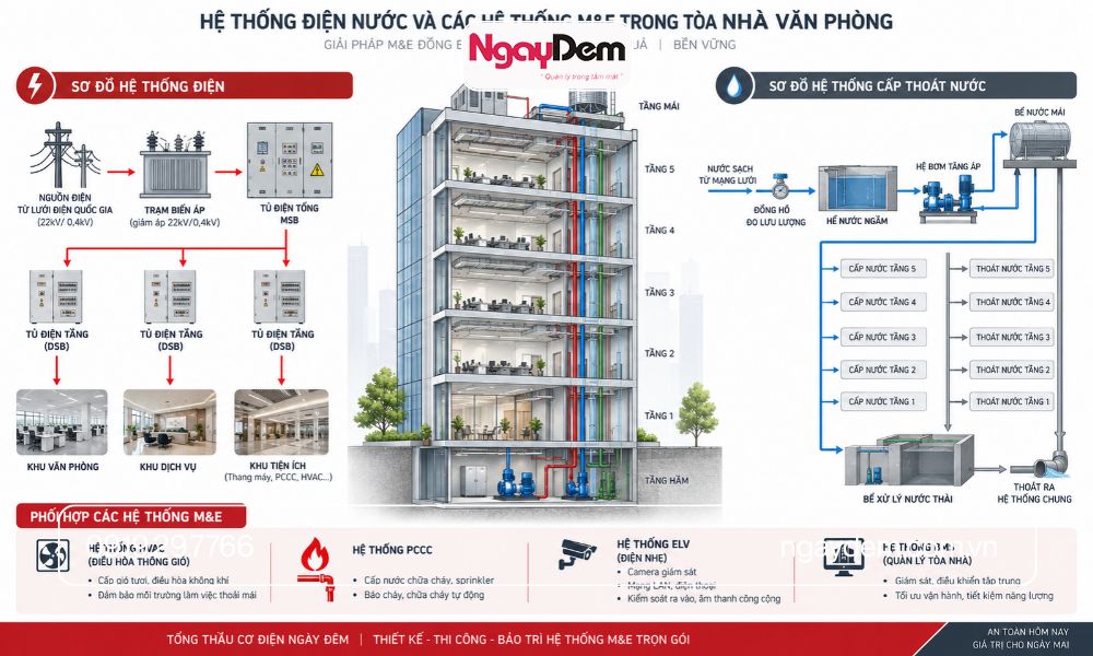 thi cong dien nuoc cho toa nha van phong